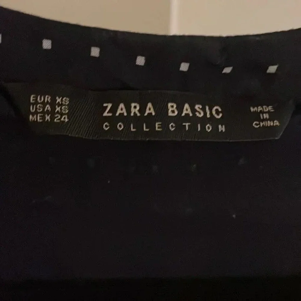 Zara Basic Black Polka Dot Long Sleeve Blouse Womens Size XS - Picture 3 of 5
